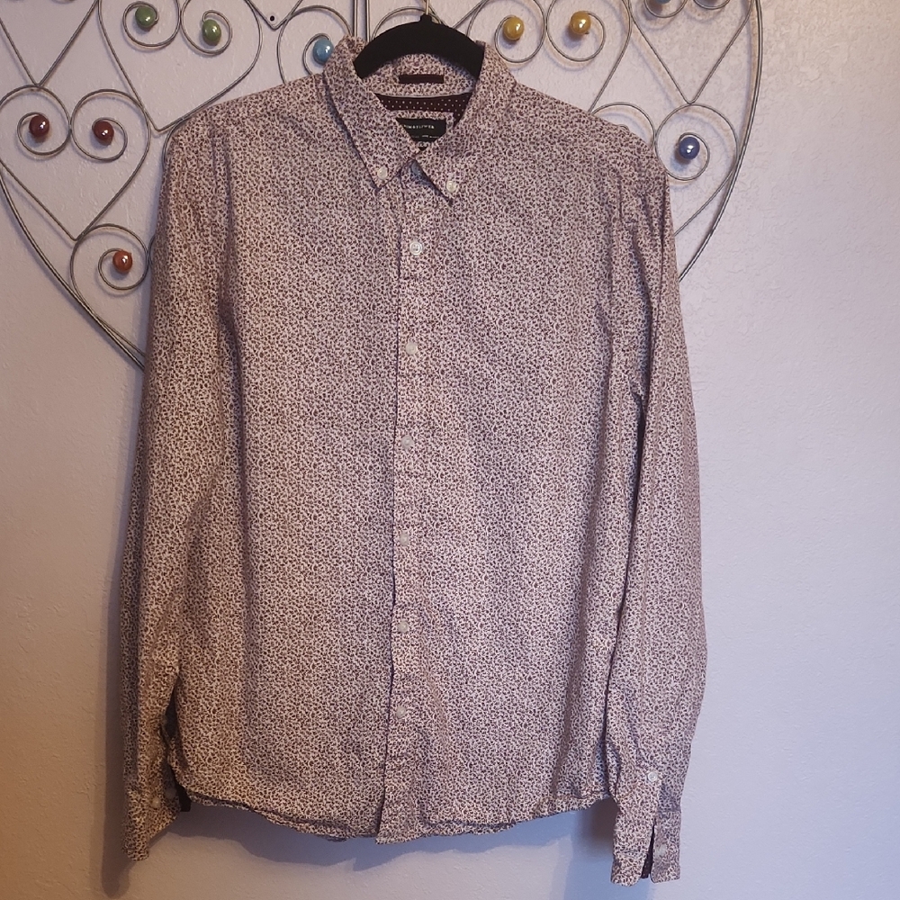 Denim & Flower Size L Red And White Patterned Shirt